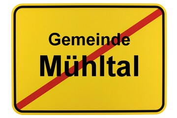 Illustration eines Ortsschildes der Gemeinde Mühltal in Hessen