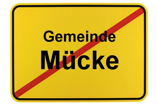 Illustration eines Ortsschildes der Gemeinde Mücke in Hessen