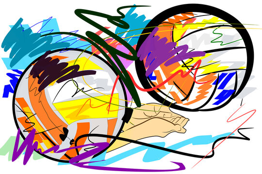 Ball volleyball sport art and brush strokes style.