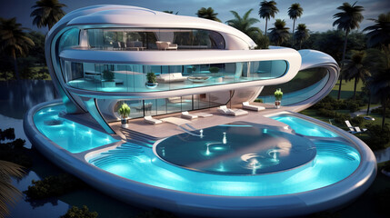 Obraz premium Futuristic Luxury Pool House