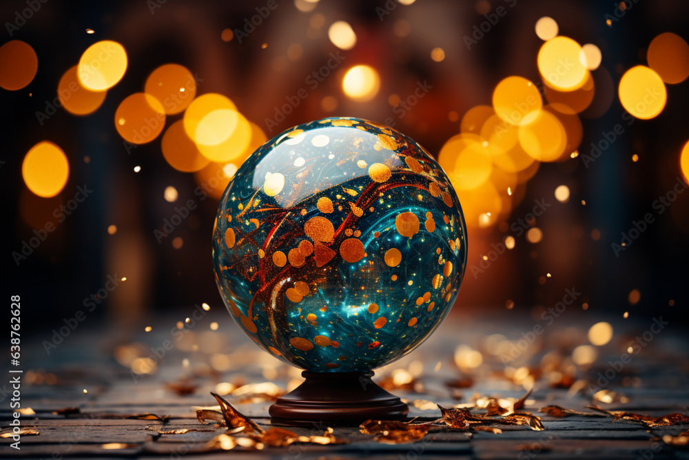 Poster An image of a globe with confetti and streamers in the air, symbolizing the global unity and celebration of the New Year.  Generative AI technology.