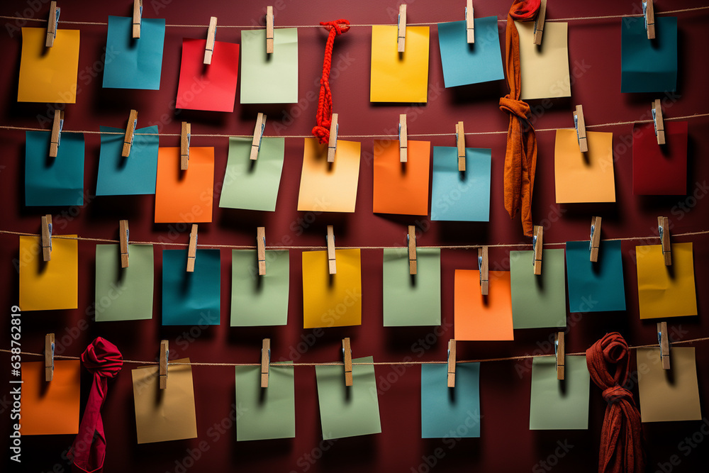 Aufkleber a creative flat lay of various new year's resolutions written on colorful sticky notes, symbolizing 