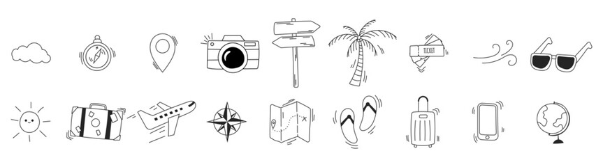 travelling trip doodle icon hand drawing sketch © izzul fikry (ijjul)