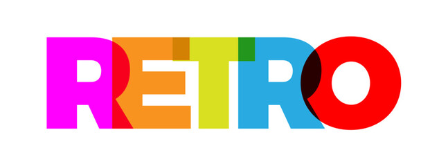 The word Retro. Vector banner with the text colored rainbow.