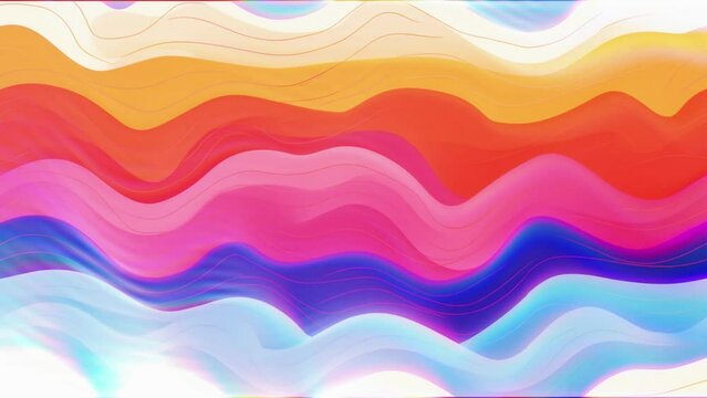 Abstract waves of line art in risograph color style. 4k loop animation background.  Generated AI Video.