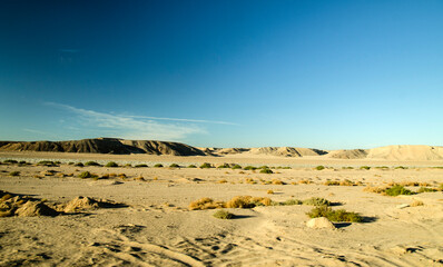 Sahara mountains under deep blue sky