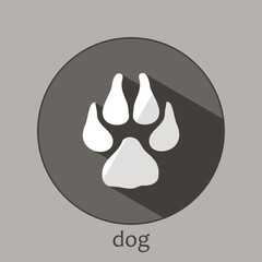 Dog zodiac sign logo. Astrological Chinese animal calendar. Eastern calendar of animals. Animal tracks.