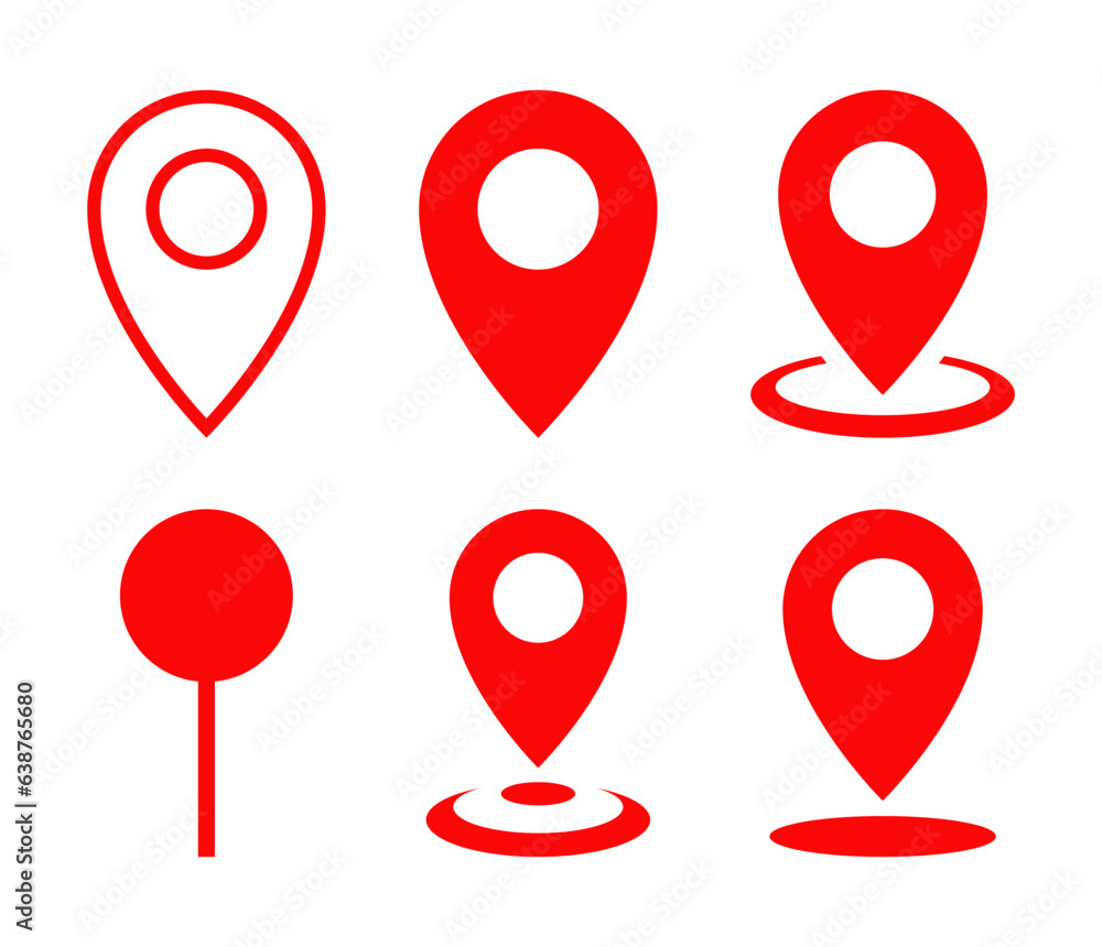 Poster map pin location icon vector in flat style. address sign symbol set collection