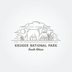 vector of line art kruger national park logo design, elephant on kruger national park label design