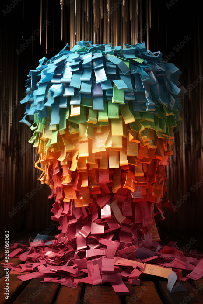 Poster A rainbow formed by vibrant discount tags, symbolizing a spectrum of savings and options available to shoppers.  Generative AI technology.