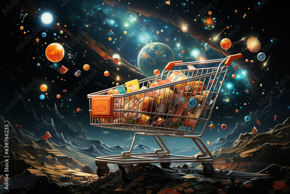 Aufkleber an image of a galaxy with stars shaped like discount tags, signifying an expansive universe of savin
