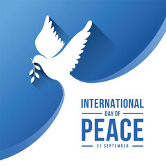 International day of peace - White peace bird flying to blue sky vector design - 638766463