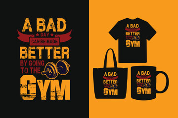 A bad day can be made better by going to the gym t shirt design, Gym and Fitness tshirt design, Best Gym Fitness T Shirt Design, gym t shirt for men and women