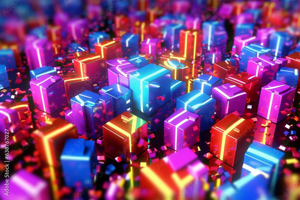Aufkleber an animated banner with flashing lights and dynamic colors, replicating the excitement and energy of