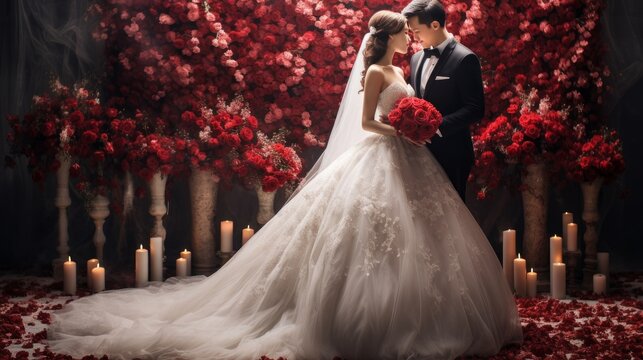Narrate the beauty and significance of a wedding day background image.