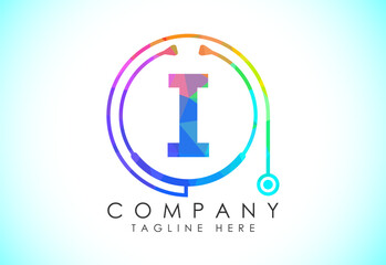 Initial English alphabet with doctor stethoscope. Vector stethoscope logo or icon