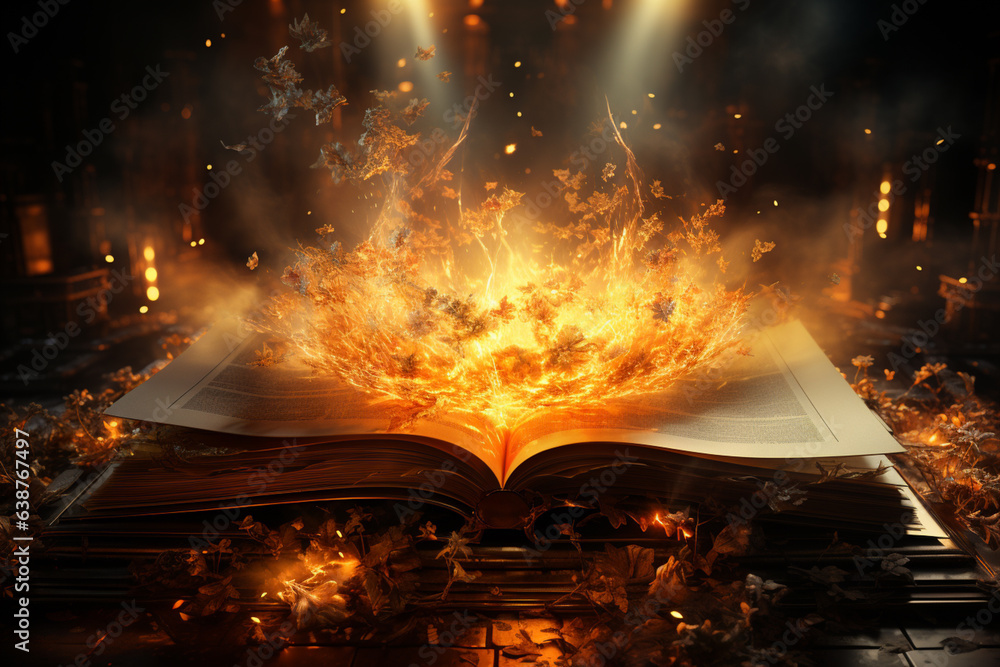 Leinwandbilder illuminated book: an image featuring an open book radiating a soft glow, generative ai technology.
