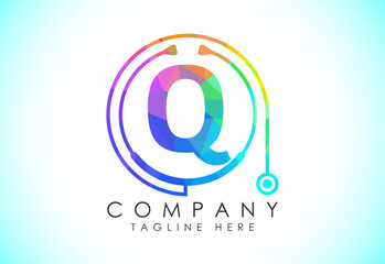 Initial English alphabet with doctor stethoscope. Vector stethoscope logo or icon