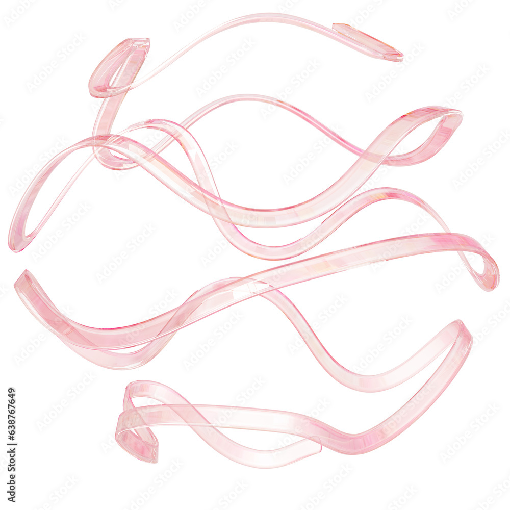 Fototapete 3d pink glass abstract shape illustration. transparent design element 3d shape. abstract background 