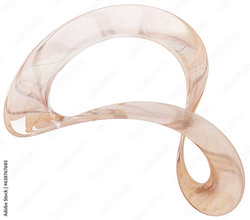 Fototapete 3d beige glass abstract shape illustration. transparent design element 3d shape. abstract background