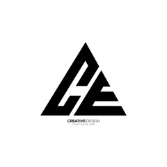 Letter Ce or Ec triangle shape with initial modern abstract monogram logo concept. C logo. E logo