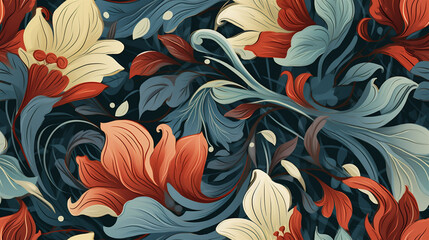 Floral Wallpaper Pattern, Exotic Floral Style Seasonal Themes, Generative AI