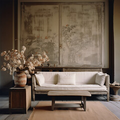  living room similar to Robert Stilin design. earth tones neutral colors
