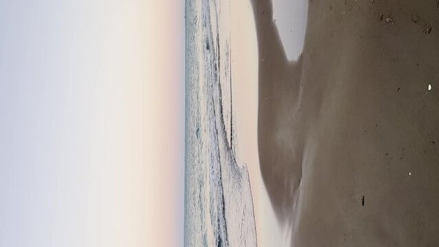 Baltic sea Dark blue clouds and sea or ocean water surface with foam waves before storm, dramatic seascape background. Incredible sunsets. Abstract natural pattern texture.
