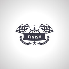 finish line of racing banner icon with racing flag