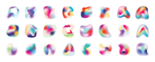 Set of abstract gradient vector. Colorful graphic form in modern style with different organic shapes and dynamical color. Fluid gradient elements perfect for presentation, business, media, banner.