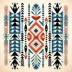 Ethnische abstrakte Ikat-Kunst. Aztec Ornament Druck. geometrische ethnische Muster, Farbe, orientalisch. Design für Hintergrund, Vorhang, Teppich, auf einem hellen Hintergrund