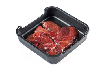 sliced ​​shabu liver on a white background