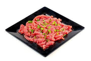 Shabu-shabu slices laying on white background