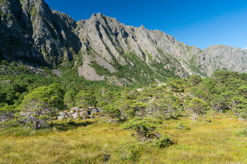 Berg Trolltinden auf der norwegischen Insel Vega