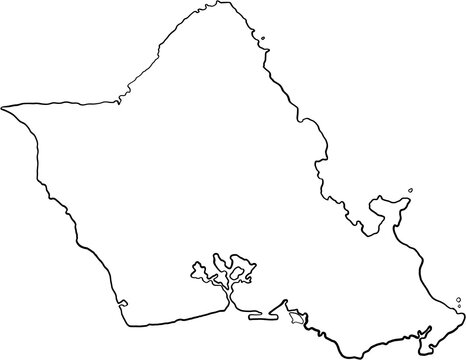 doodle freehand drawing of oahu island map.