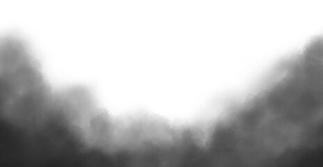 Realistic black cloud or smoke, spooky fog overlays. Realistic smoke fog overlay. Black fog or smoke on transparent background. PNG image