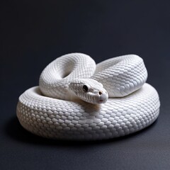 Fototapeta premium Close-up white albino snake on grey background