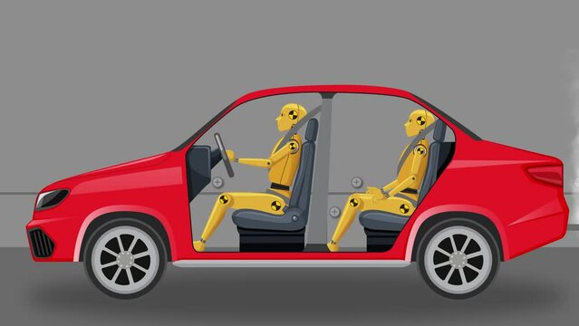 Car speed crash test using robots in factory background.