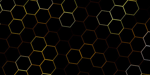 Obraz premium abstract black hexagon background design a dark honeycomb grid pattern. . Black geometric background .