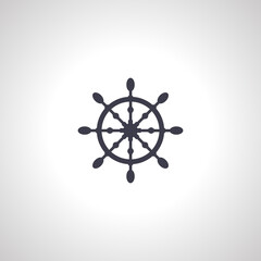 Ship helm icon, boat steering wheel, yacht rudder icon