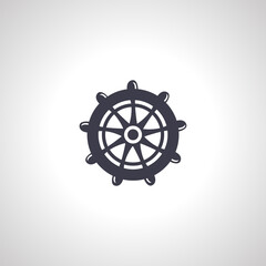 Ship helm icon, boat steering wheel, yacht rudder icon