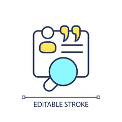 Editable assessment icon representing behavioral therapy, isolated vector, thin line illustration.