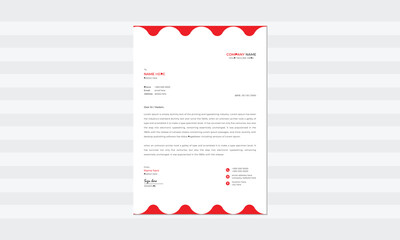 Business letterhead with red color.