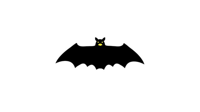 飛ぶ蝙蝠（顔あり）のアニメーション　ループ