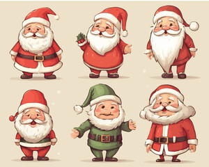 cute cartoon santa claus collections vectors