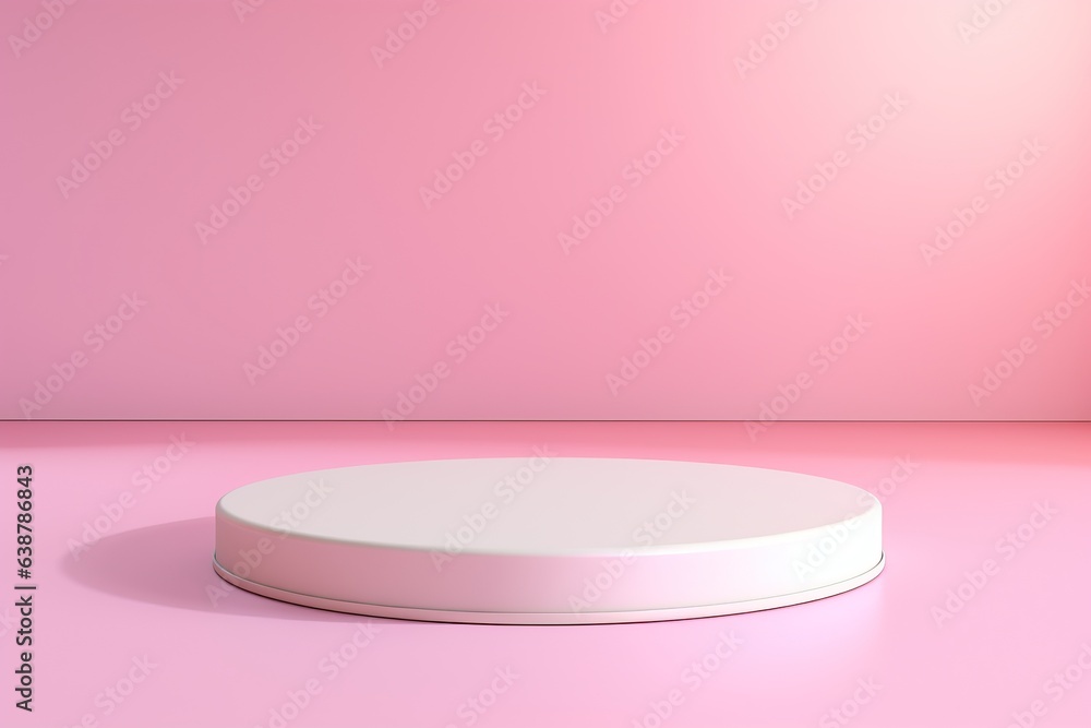Poster abstract empty podium with shadows on light pink background. stage for product on website. mock up s