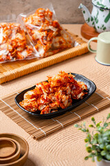 Emping Balado, Spicy Snacks from West Sumatra. Made from melinjo crackers, it's crunchy and sweet and spicy.