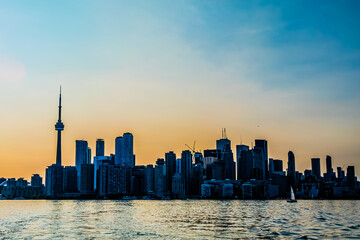 The Toronto Skyline From The Stern Of The Ward Island Ferry on a Late Afternoon Trip To The Islands
