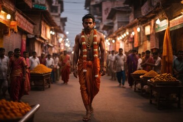 religious man walking in the street of India