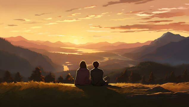 Magischer Sonnenuntergang: Romantisches Picknick auf dem Berg